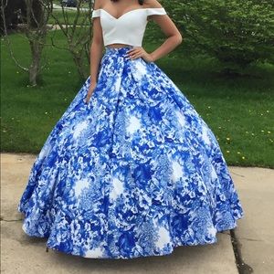 Sherri hill Blue floral prom dress